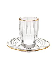 Gold Rim Pleat Crystal Kiddush Set