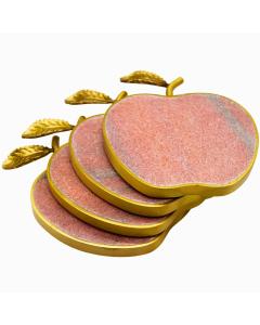 Pink Marble Apple Coaster Set