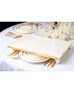 Marble Raised Challah Board - White