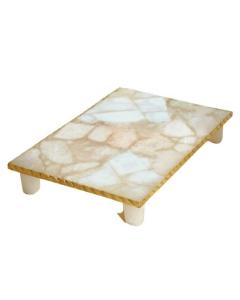 White Quartz Raised Challah Board with Gold