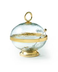 Sphere Gold Honey Jar with Glass Lid