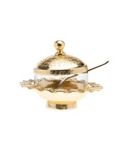 Ripple Gold Jam Jar with Spoon