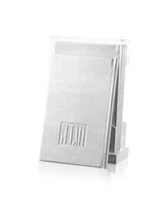 Hardcover Leather & Lucite Haggadah Set - Silver