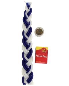 Havdala Candle Set - Blue/White with Spices & Matches