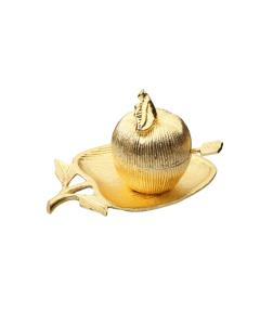 Gold Apple Shaped Dish with Removable Honey Jar