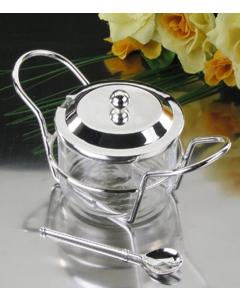 Chrome and Glass Honey Dish