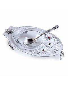 Lily Art Stainless Steel Tulips and Glass Honey Dish