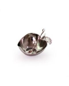 Nickle Half Apple Honey Dish w/ Spoon