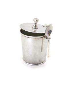 Silverplate Brass Honey Dish w/ Spoon