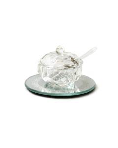 Small Crystal Honey Dish with Coaster