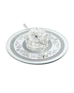 Honey Dish on Mirror Tray