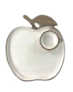 White Enamel Apple Tray/Honey Dish