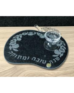 Honey Dish on Mirror Tray-- Apple Shape