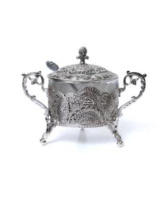 Honey Dish Silver Plated Filigree Design