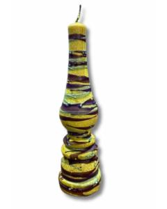Torch-Shaped Havdallah Candle Drip Wax Design (Yellow)