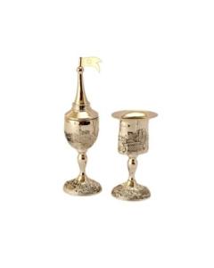 Silverplate 2pc Havdalla Set Jerusalem Design