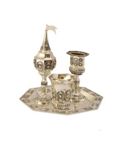Silver Plated 4 piece Havdallah Set with Pearl Design