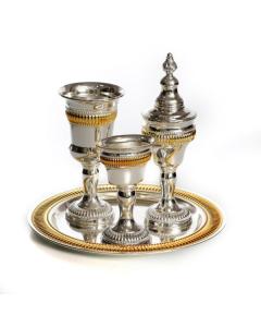 4 pc. Silverplate Havdalla Set-Gold Lines