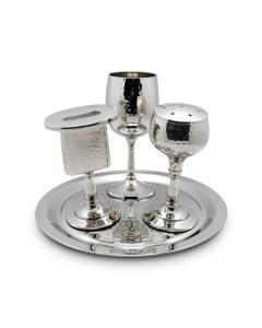 4 pc. Silverplate Havdalla Set- Hammered Design