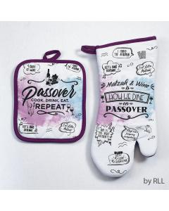 2 PC Hostess Set, "Passover Splash", Pot Holder/Oven Mitt, Tag