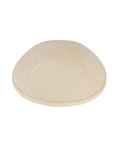 iKippah Beige Linen with Tan Leather Rim Yarmulke