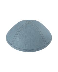 IKippah Blue Gray Linen w/ Light Gray Stitching Yarmulke