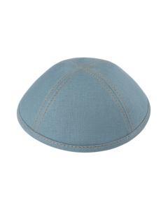 iKippah Blue Gray Linen w/ Tan Stitching Yarmulke