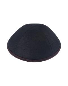 IKippah Black Linen w/ Red Stitching Yarmulke