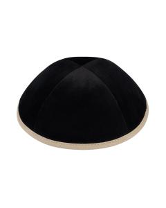 iKippah Black Velvet w/ Tan Rim Yarmulke