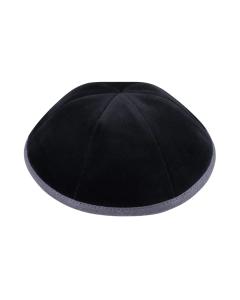 IKippah Black Velvet w/ Slate Rim - 6 Panel Yarmulke
