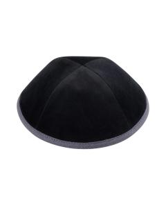 IKippah Black Velvet w/ Slate Rim Yarmulke