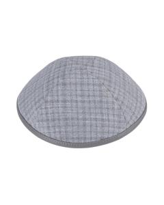 IKippah Gray Plaid w/ Gray Leather Rim Yarmulke