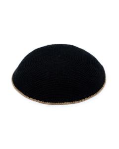 iKippah Black Knit w/ Tan Rim Yarmulke