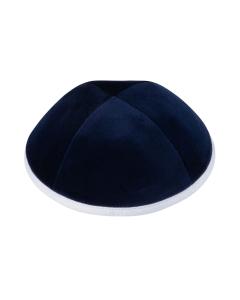 IKippah Navy Velvet w/ White Rim Yarmulke