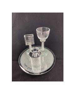 Silver Lattice Design Crystal Havdalla Set