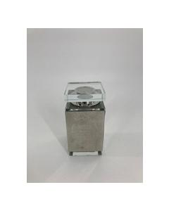 Crystal Besamim Holder With A Silver Plate Design
