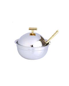 Stainless Steel Honey Dish With Mosaic Handle