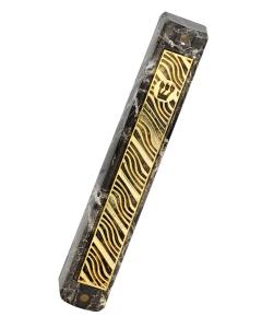 Marble Mezuzah Case with Diagonal Wavy Pattern on Plate