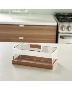 Lucite Decorative Rectangular Cake Tray  with Gold Base & Handle (10")