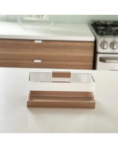 Lucite Decorative Rectangular Cake Tray  with Gold Base & Handle (15")