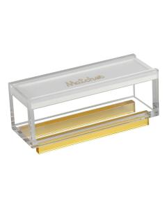 Lucite & Leatherette Matches Box with Text Design - Gold
