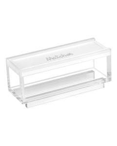Lucite & Leatherette Matches Box with Text Design - Silver