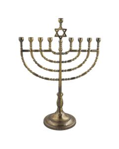 Aristocratic Star of David Menorah - Antique Brass