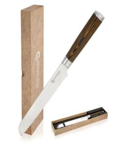 Serrated Blade Eight Inch Bread Knife with Sandalwood handle