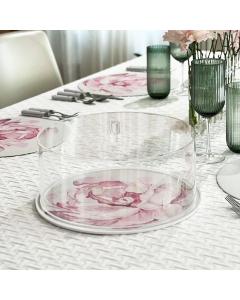 Lucite & Leatherette Flower Cake Dome