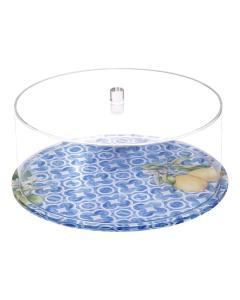 Lucite Cake Dome with Blue Design