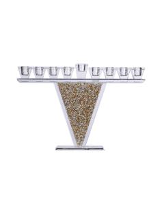 Crystal Menorah with Gold and Silver Inner Stones