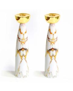Gold Marble Candlesticks with Gold Holders
