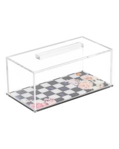 Black Chic Checkered Lucite Cake Tray with Lid - Medium
