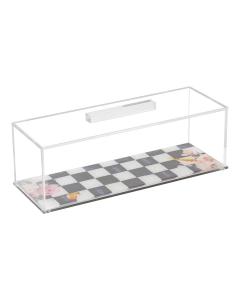 Black Chic Checkered Lucite Cake Tray with Lid - Large